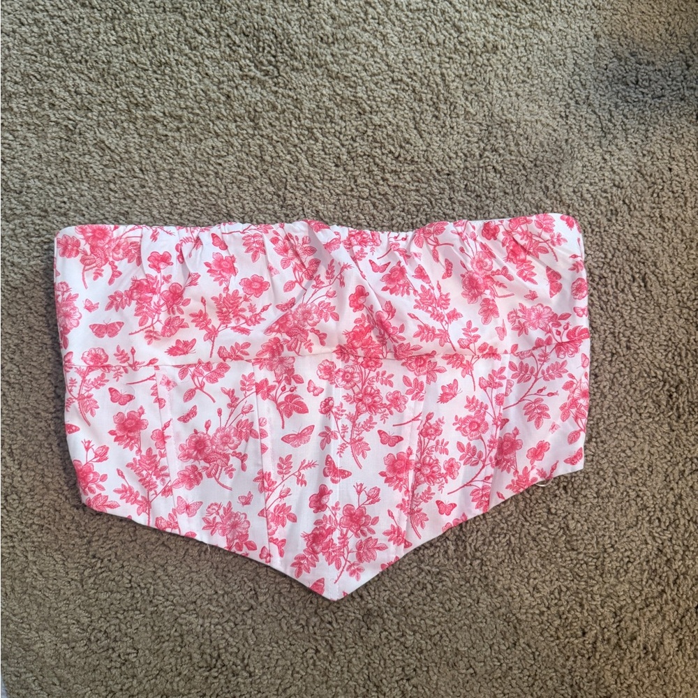Princess Polly Pink Floral Crop Top